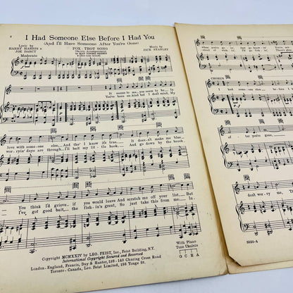 1924 I Had Someone Else Before I Had You Flapper Joe Darcy Sheet Music