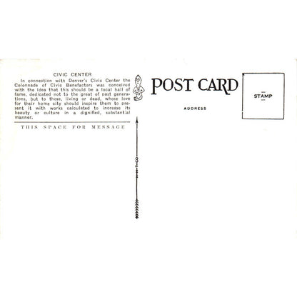 Greek Theatre Civic Center Denver Colorado Original Postcard TK1-28