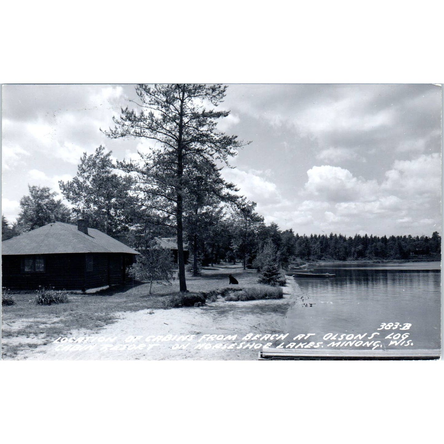 Olson's Resort Horseshoe Lakes Cabins Minong Wisconsin RPPC Postcard TJ9-P3