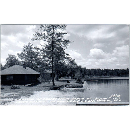 Olson's Resort Horseshoe Lakes Cabins Minong Wisconsin RPPC Postcard TJ9-P3