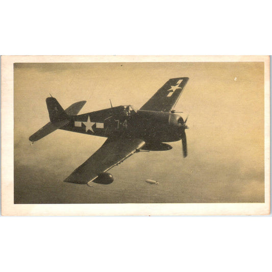 Vintage U.S. Navy Photo Card - Grumman F6F Hellcat Warplane EA3