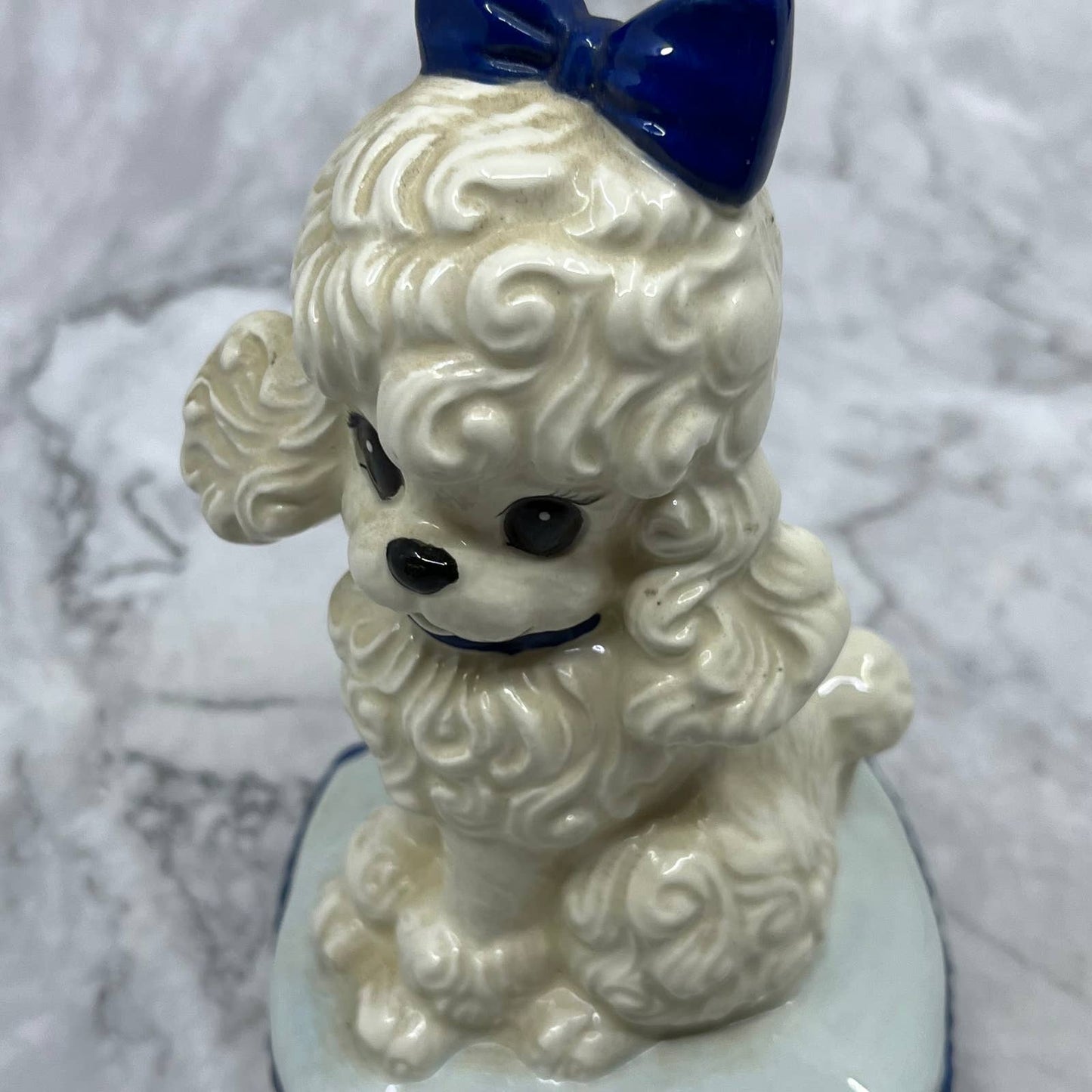 Vintage MCM White Poodle on Pillow Lusterware Figurine Ceramic 5.5" TJ1