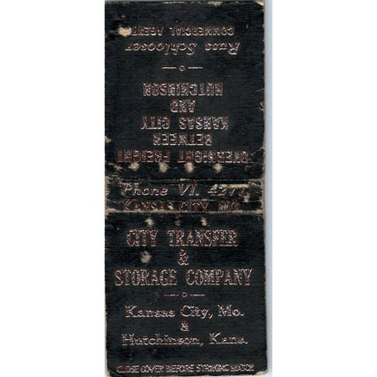 City Transfer & Storage Co. Kansas City MO Advertising Matchbook Cover MM9-4