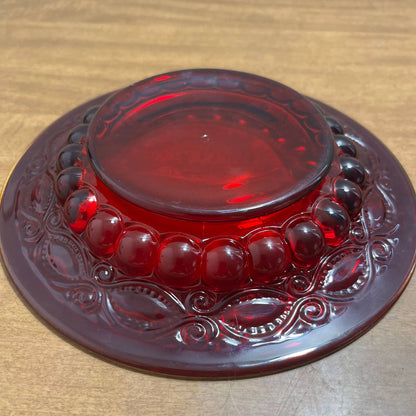 Vintage MOSSER Eyewinker Ruby Red Glass BUTTER BELL Covered Dish MINT 8” TB2