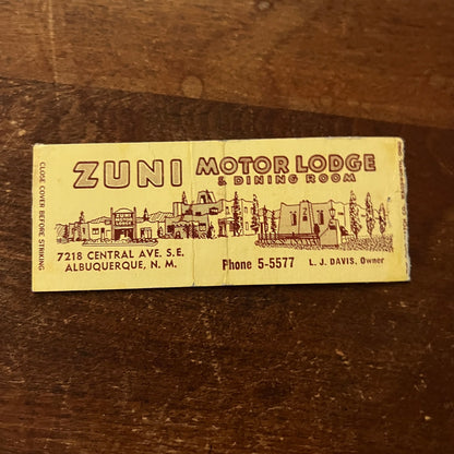 Zuni Motor Lodge Albuquerque NM Advertising Matchbook Cover MM11-5