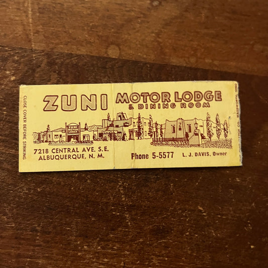 Zuni Motor Lodge Albuquerque NM Advertising Matchbook Cover MM11-5