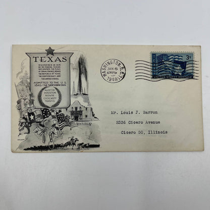 1945 Austin Texas 100th Anniversary of Statehood Stamp & Postal Cover AA6