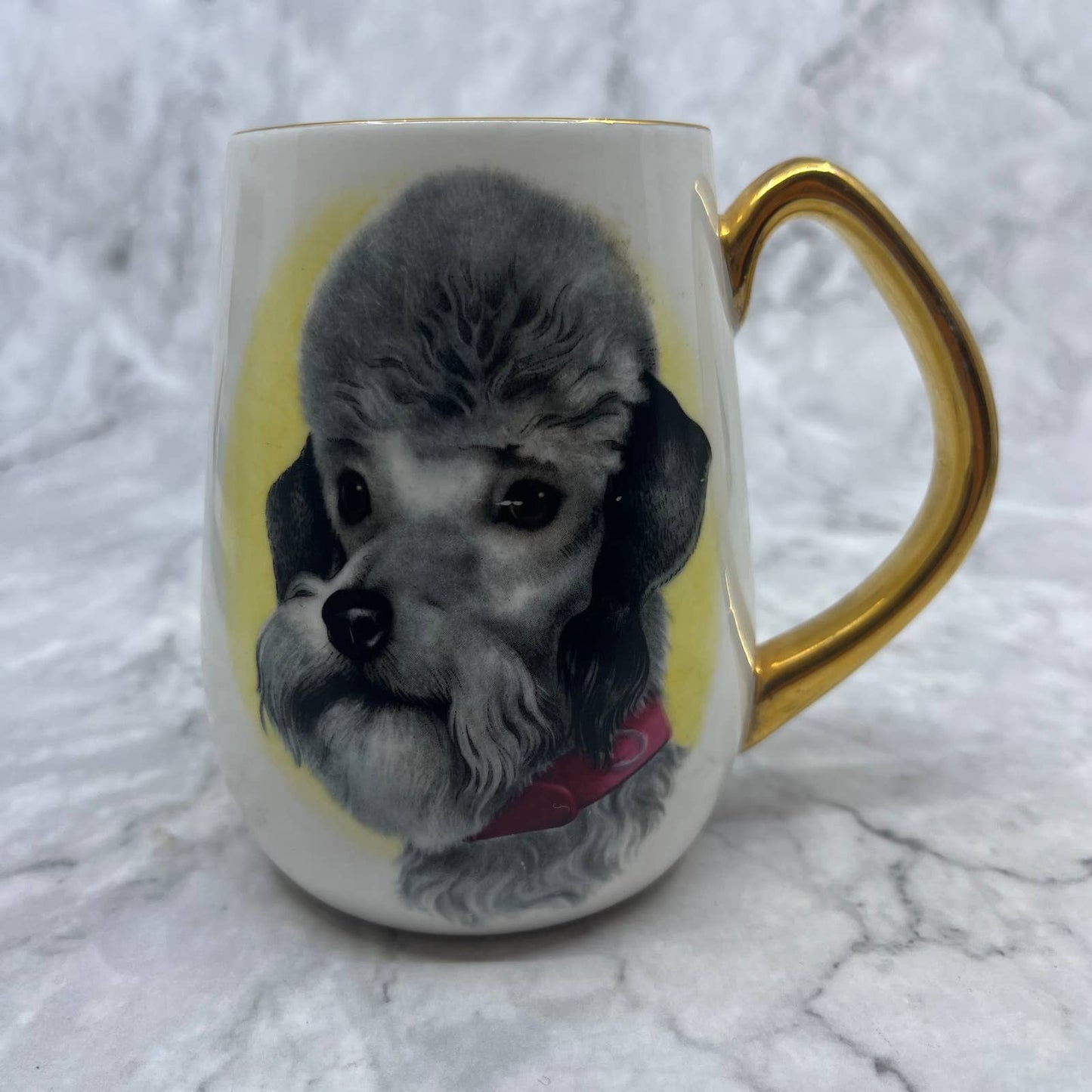 Vintage Poodle Dog Ivory Porcelain Coffee Tea Cup Mug Made in England Rosina TI8