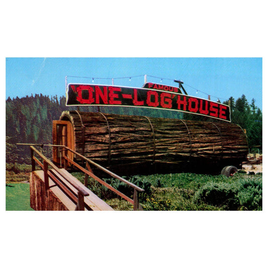 Vintage Postcard - One-Log House Garberville California AD9