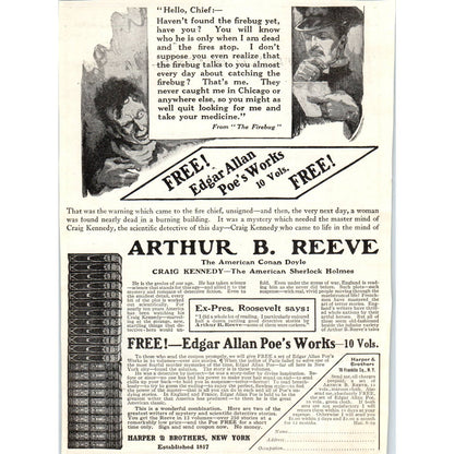 c1920 Harper's Magazine Ad - Arthur B. Reeve Book Set Order Form EA3