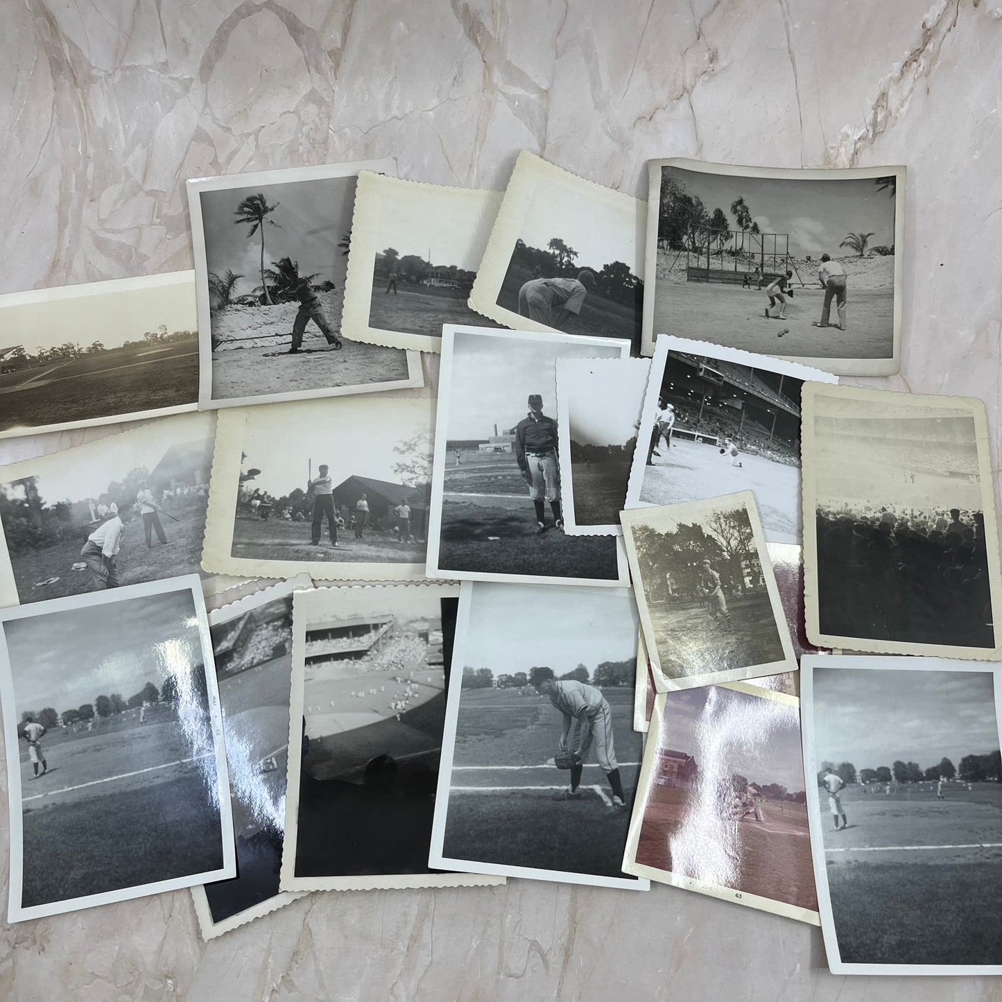 Large lot of 19 Early Original Photographs of People Playing Baseball TJ9
