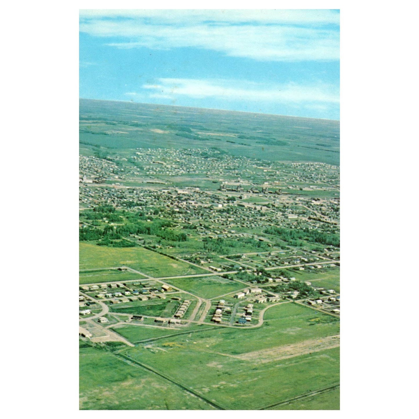 Vintage Postcard - Dawson Creek BC Aerial View of Start of Alaska Highway AD9