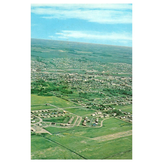 Vintage Postcard - Dawson Creek BC Aerial View of Start of Alaska Highway AD9