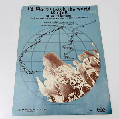 1971 Sheet Music I'd Like To Teach The World To Sing Coca-Cola Theme C4