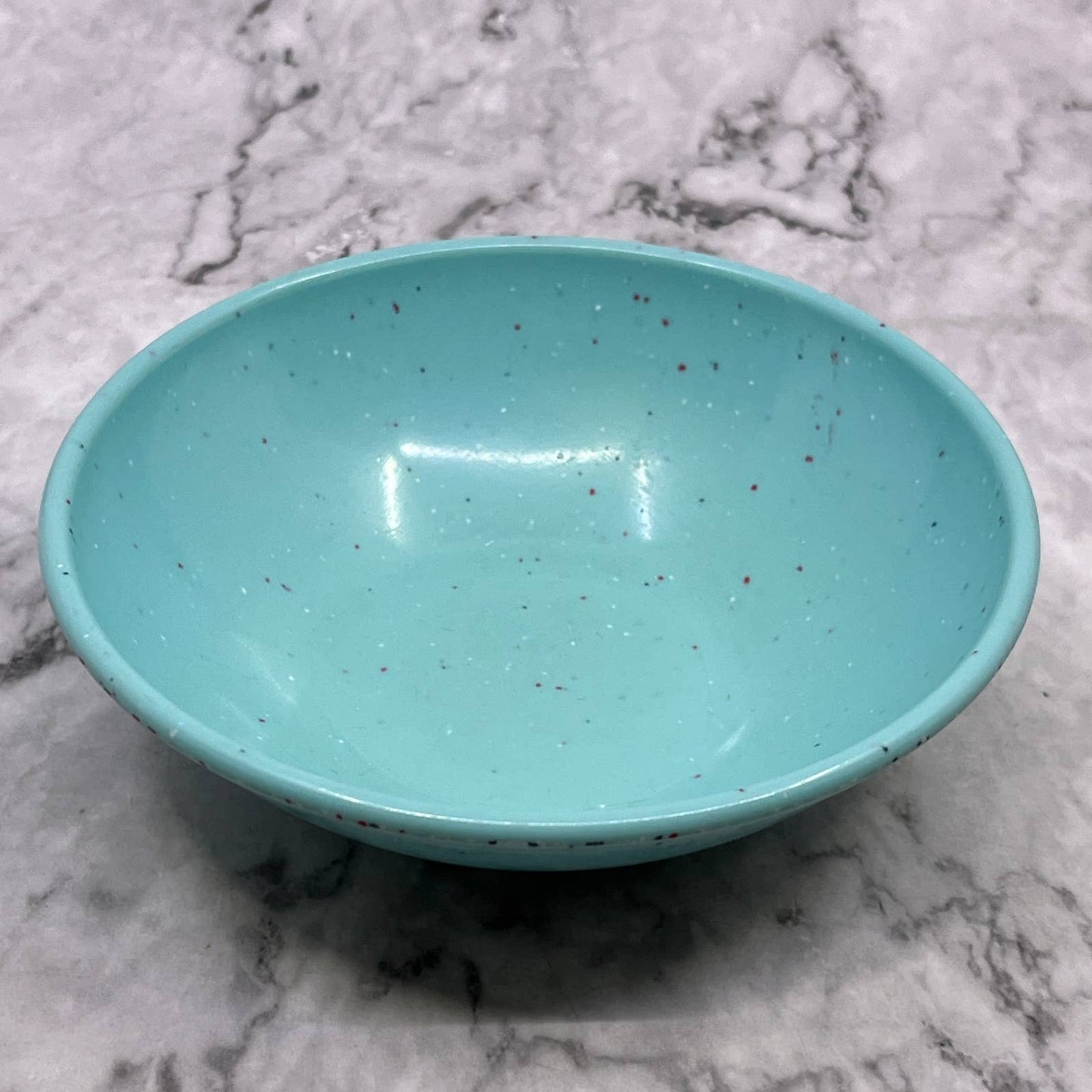 MCM Imperial Ware Speckled Confetti Teal Blue Ice Cream Bowl Melmac Malamine TA3