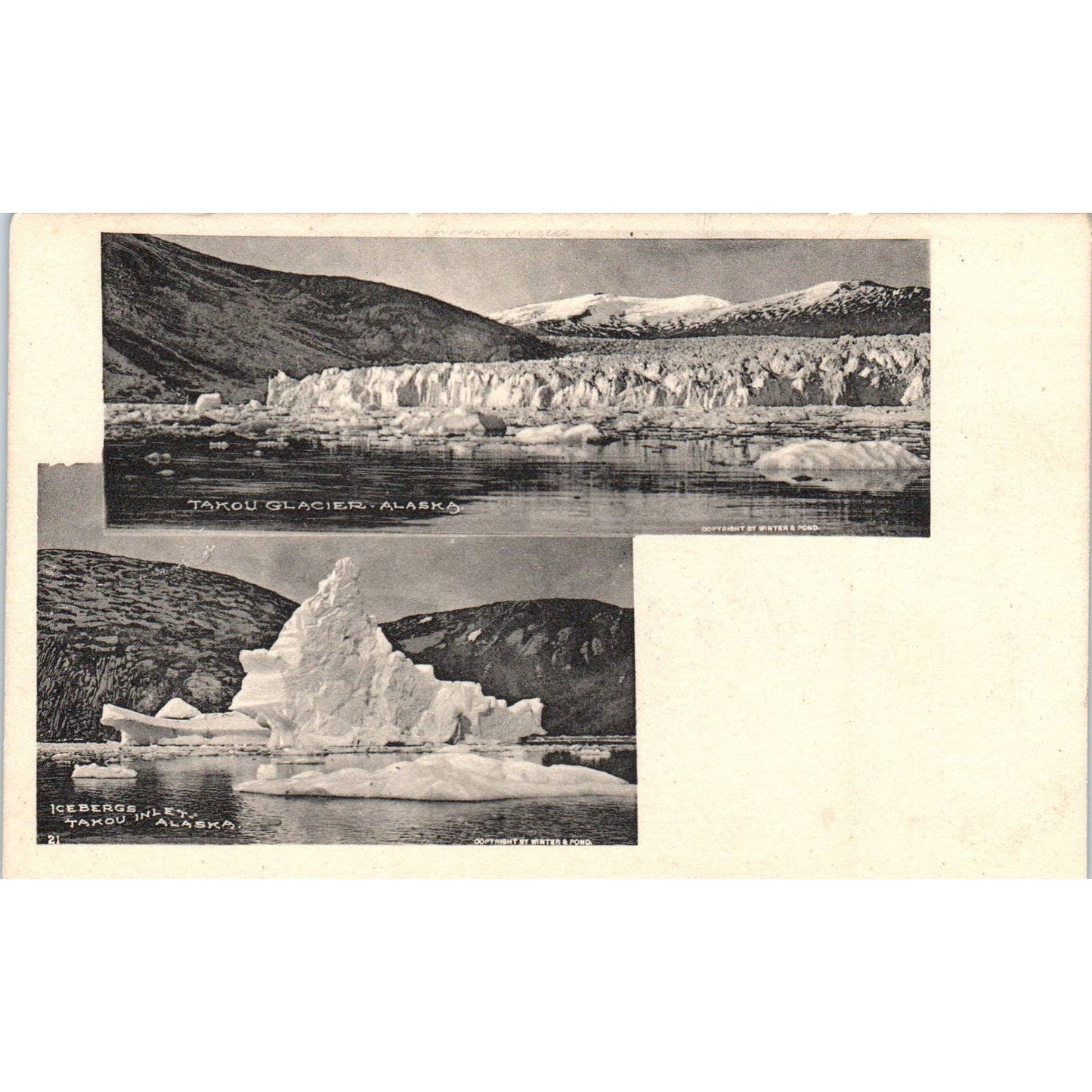 Iceberg & Glacier at Takou Inlet Alaska Original Postcard TK1-30