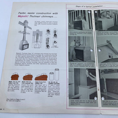 1960s Majestic Thulman Wood-Burning Fireplaces Advertising Booklet Brochure TH8