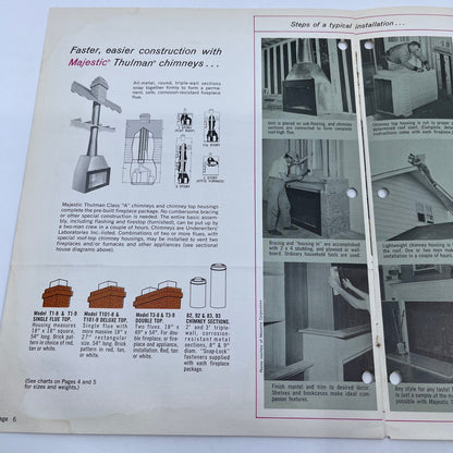 1960s Majestic Thulman Wood-Burning Fireplaces Advertising Booklet Brochure V39-1