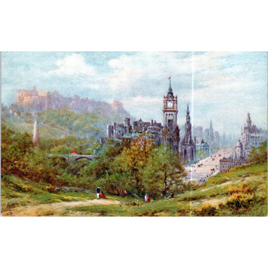 Edinburgh Princes Street Calton Hill Raphael Tuck Oilette Postcard TK1-P17