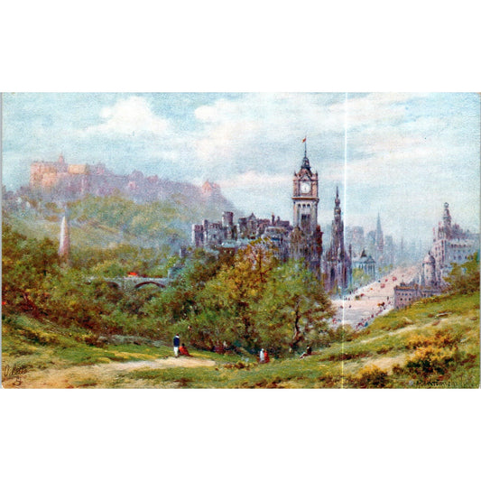 Edinburgh Princes Street Calton Hill Raphael Tuck Oilette Postcard P3-2