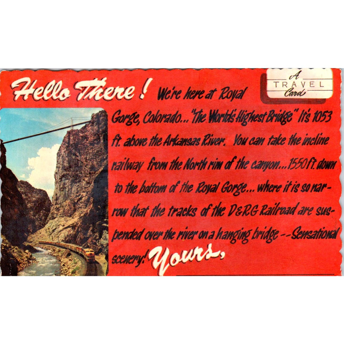 Greetings From Royal Gorge Colorado 1972 - Original Postcard TJ7-RP2