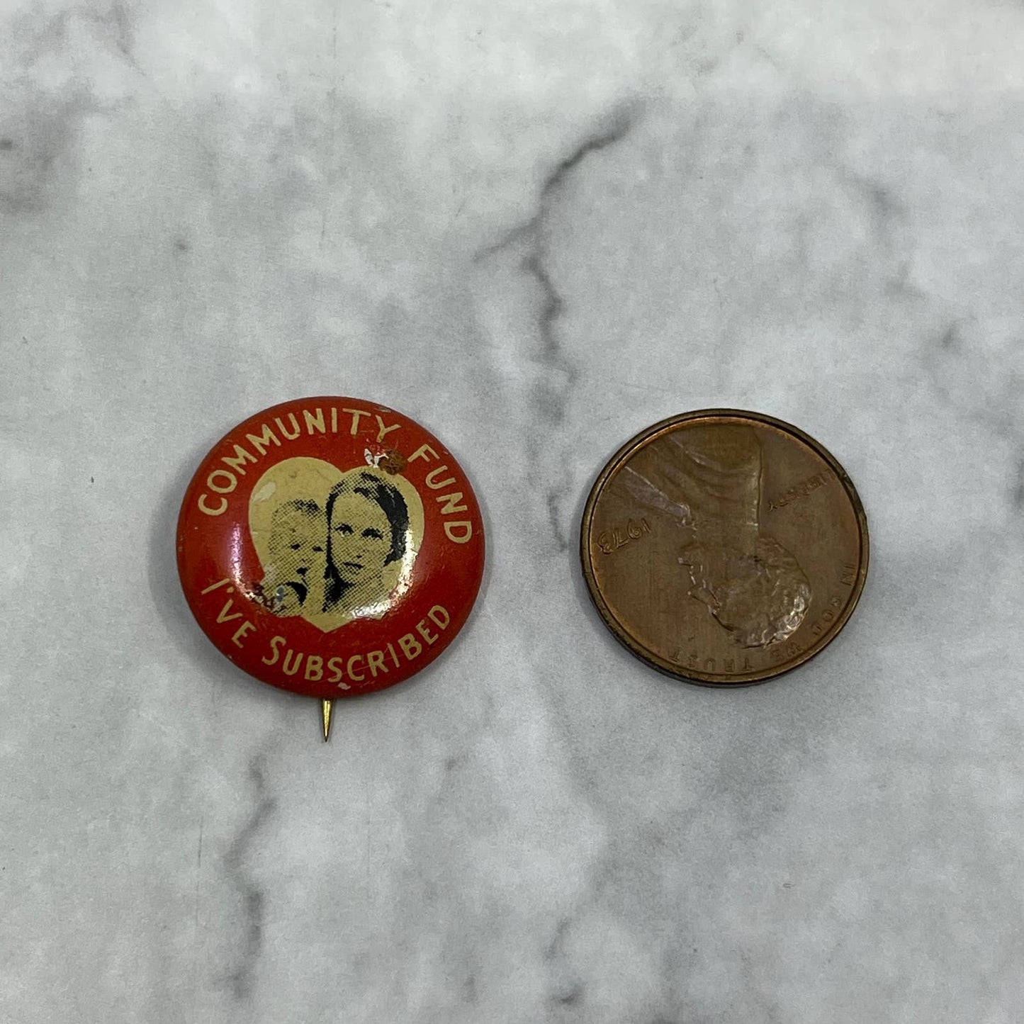 1920s Pinback Button Pin Community Fund I’ve Subscribed SE7