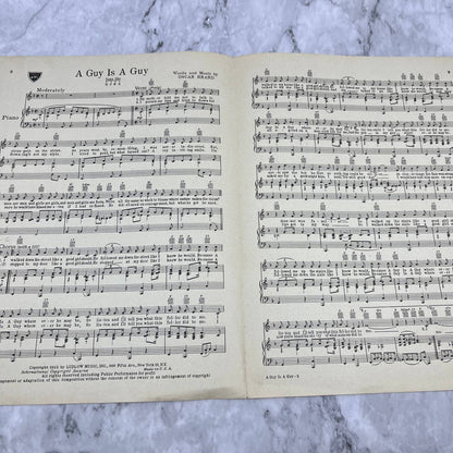 Sheet Music - A Guy Is A Guy - by Oscar Brand - 1952 Introduced by Doris Day TJ4