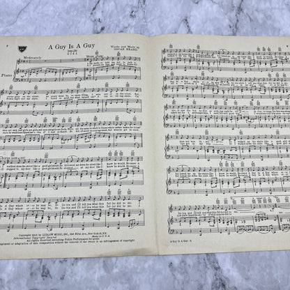 Sheet Music - A Guy Is A Guy - by Oscar Brand - 1952 Introduced by Doris Day V41-1