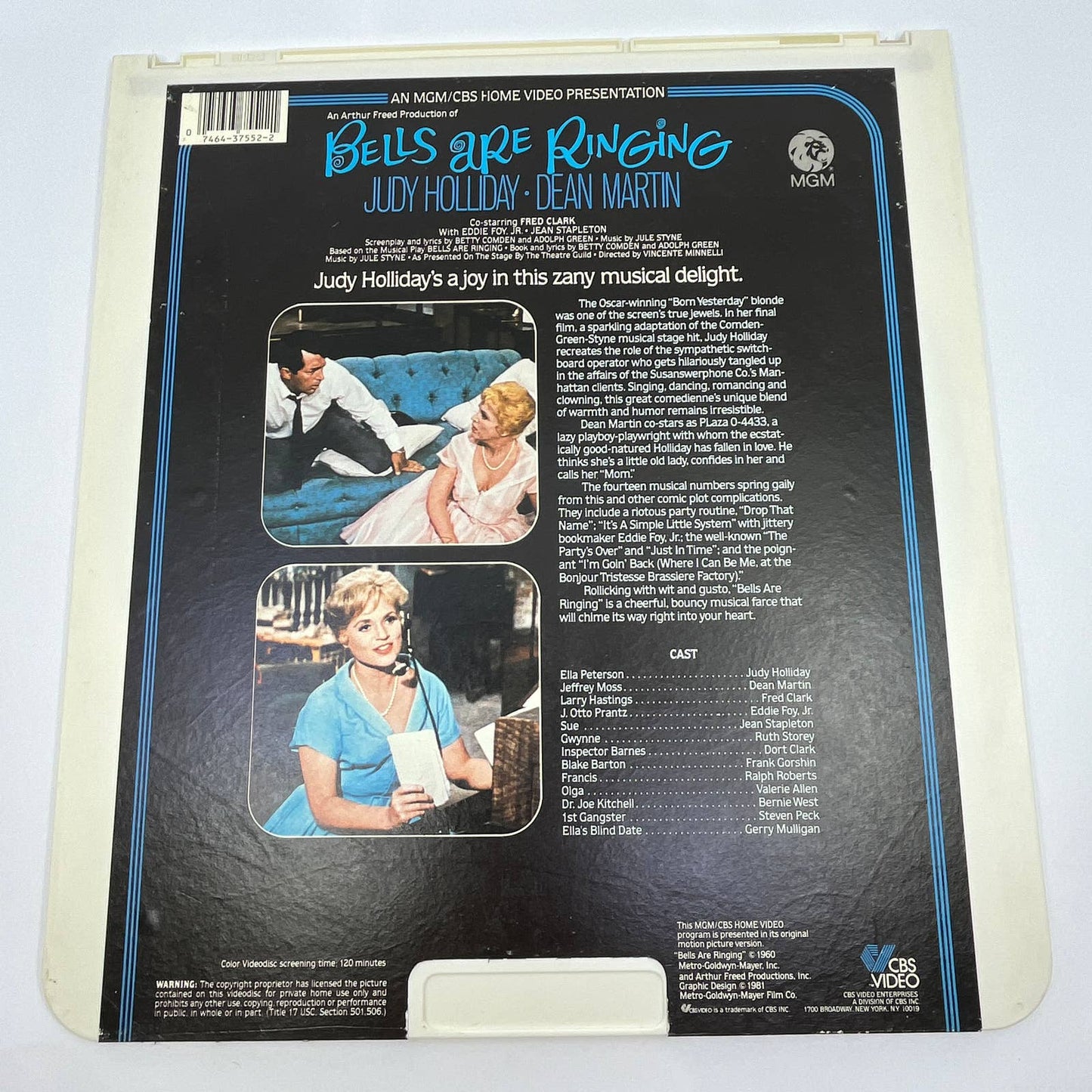 Bells Are Ringing Dean Martin Julie Holiday - CED VideoDisc TG2