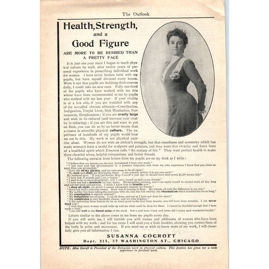 Susanna Cocroft Weight Loss Service Chicago - 1903 Original Ad TJ7-L