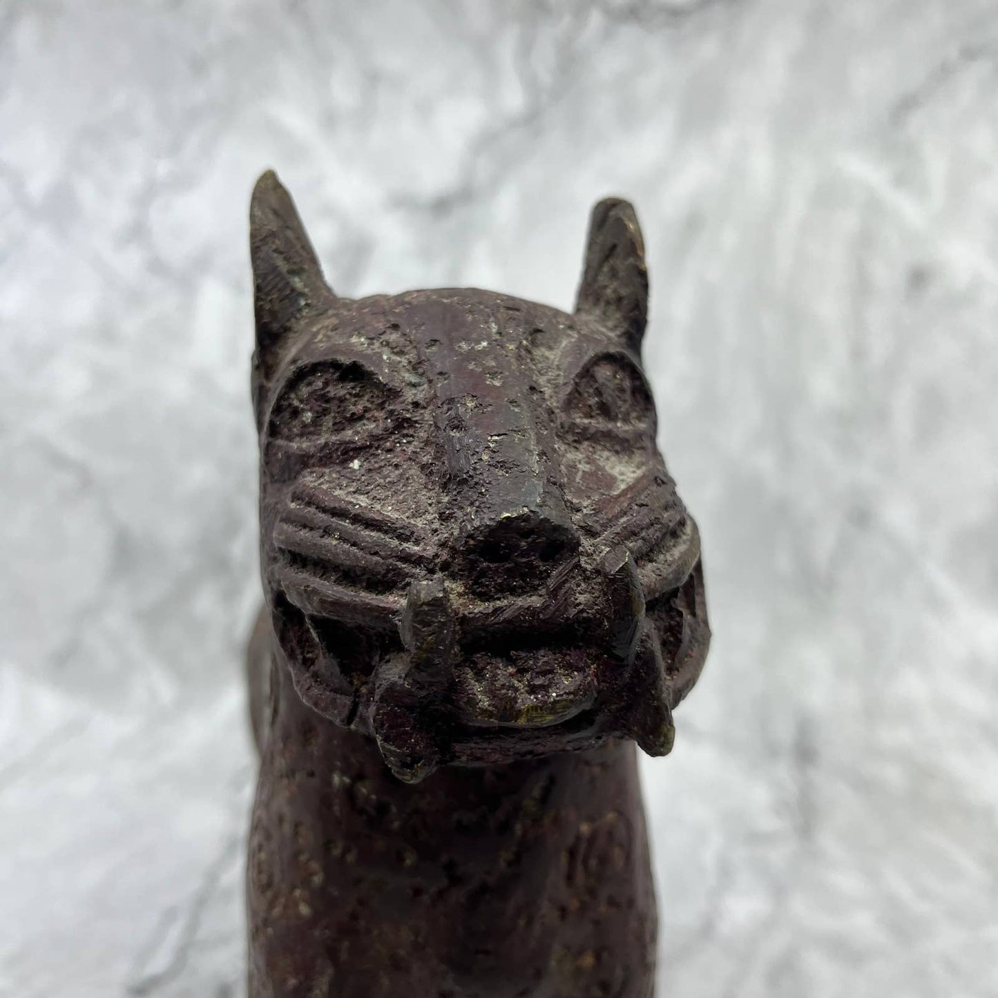 Antique Bronze West African Tribal Benin Leopard Statue Nigeria 7x8.5” TD8