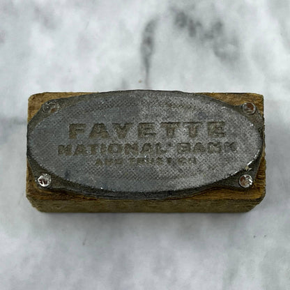 Vintage Printers Block Plate Fayetteville National Bank and Trust TJ513