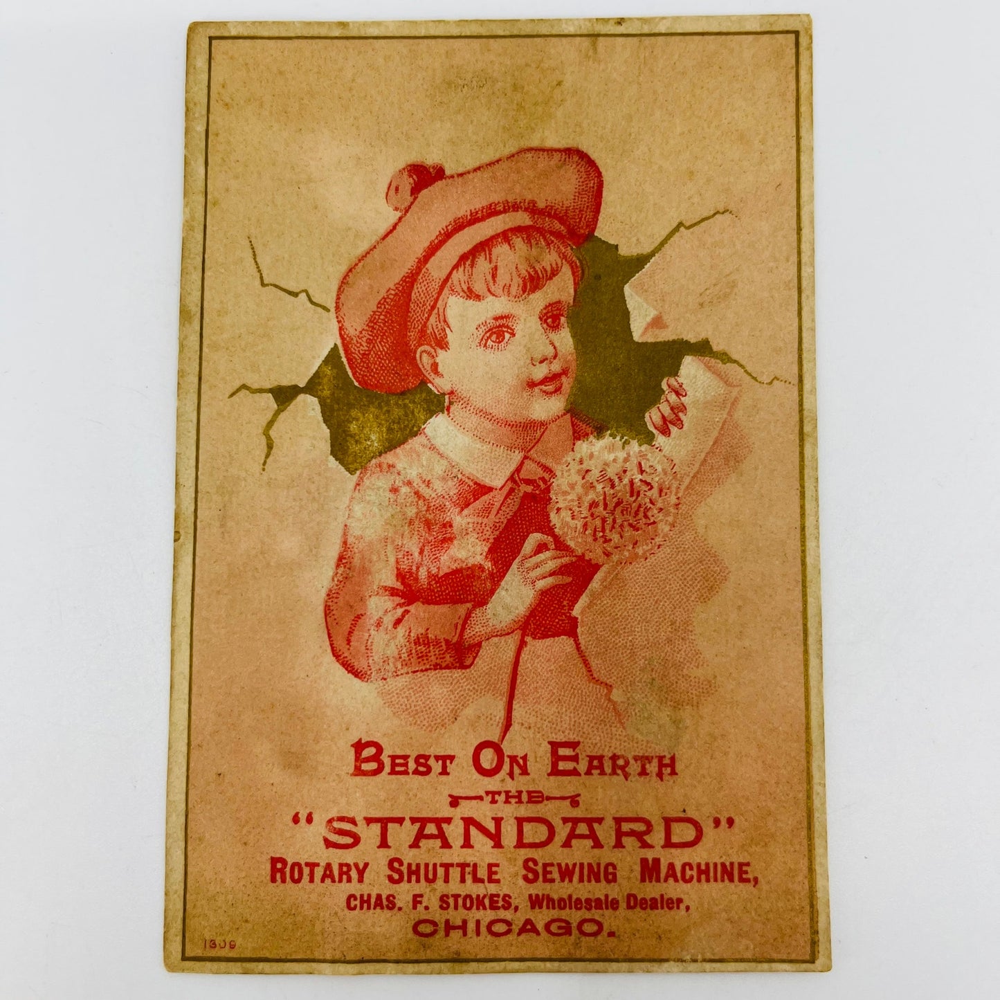 1880s Victorian Trade Card Rotary Shuttle Sewing Machine Chicago SAH9-M11