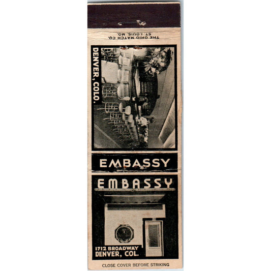 Embassy Denver Colorado Advertising Matchbook Cover MM9-8