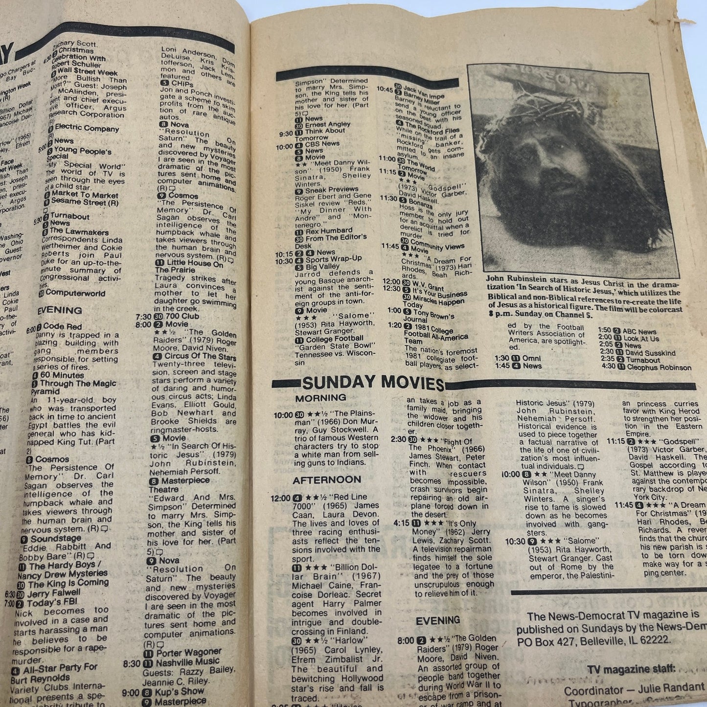 1981 Dec 13 Bellville IL News-Democrat TV Listings Magazine Burt Reynolds L4-1