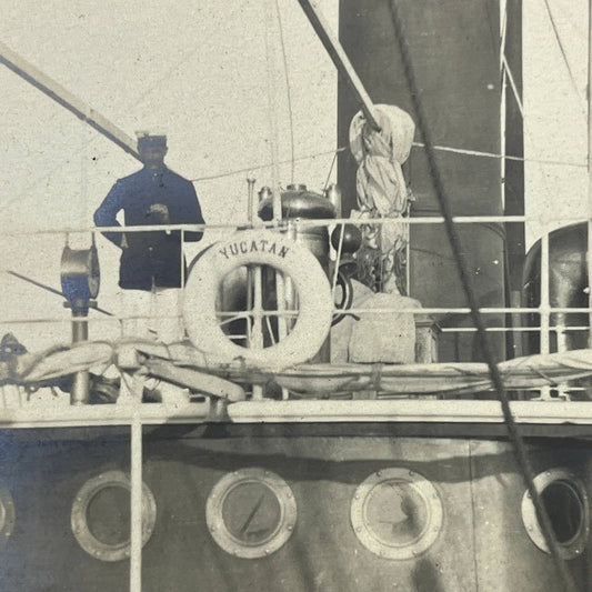 1903 Original Sepia Photograph Captain Zaragoza of the S.S. Yucatan Frontera AC7