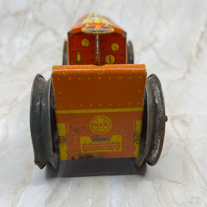 Marx Toy Wind Up Tin Litho Bulldozer/Tractor Yellow & Orange 8x3.5” TK2