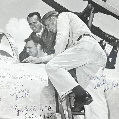 1952 Signed Photo Flight Test Pilot Mj. Woody Wilson Chris Smith F-94 8x10” AB2