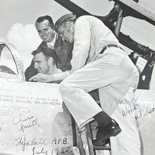 1952 Signed Photo Flight Test Pilot Mj. Woody Wilson Chris Smith F-94 8x10” AB2