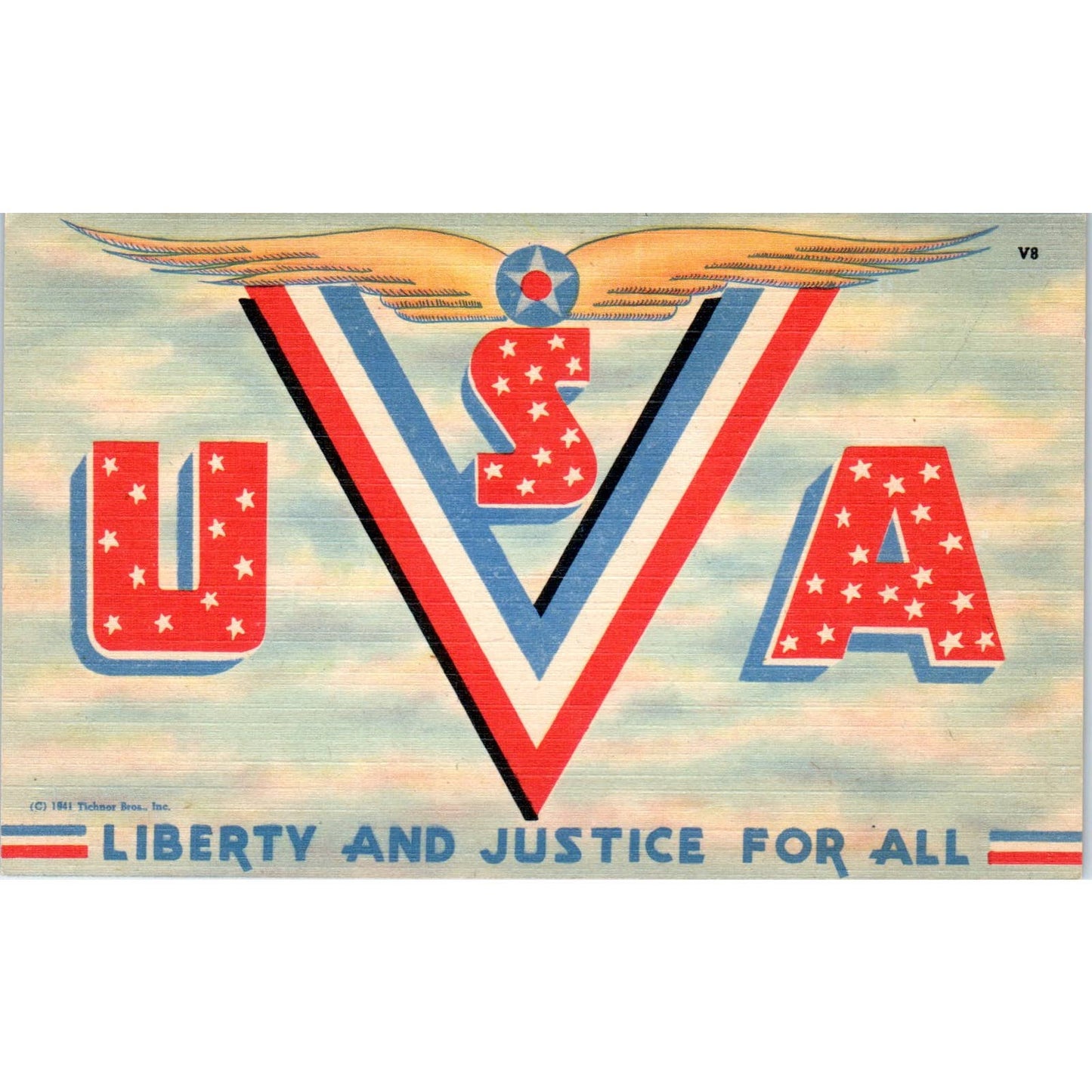 WWII United States Liberty and Justice 1941 - Original Postcard TJ7-RP1