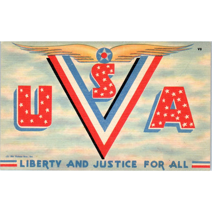 WWII United States Liberty and Justice 1941 - Original Postcard P3-4