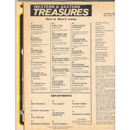 Western & Eastern Treasures Magazine Mines, Buried, Metal Detecting Oct 1980 MB2
