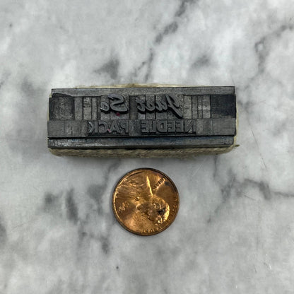 Vintage Printing Letterpress Printers Block Plate Just So Needle Pack TJ52