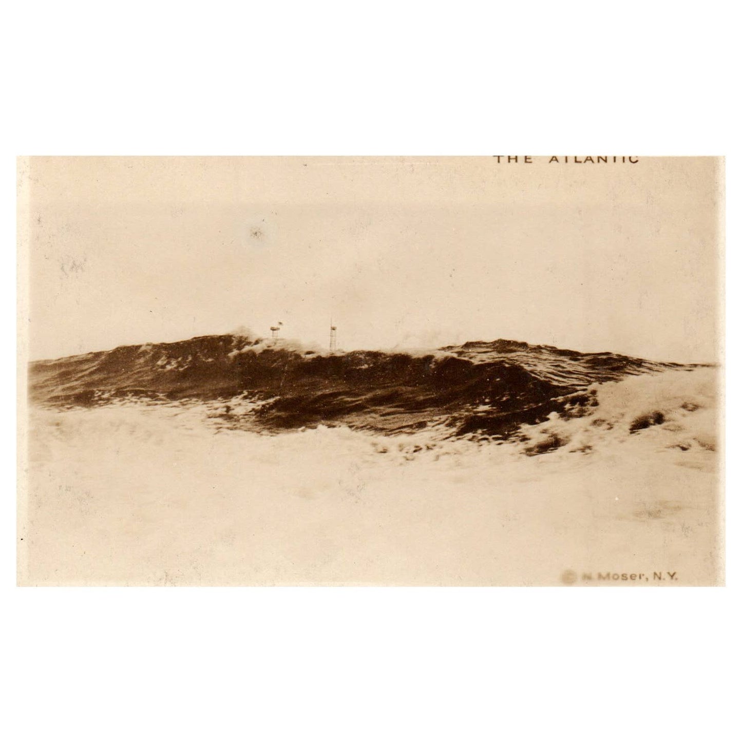 WWI Battleship Scene - The Atlantic - Original Postcard TJ8-5