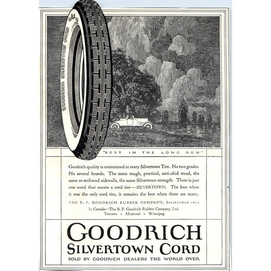 c1920 Harper's Magazine Ad - Goodrich Silvertown Cord Rubber Tires TF6-1