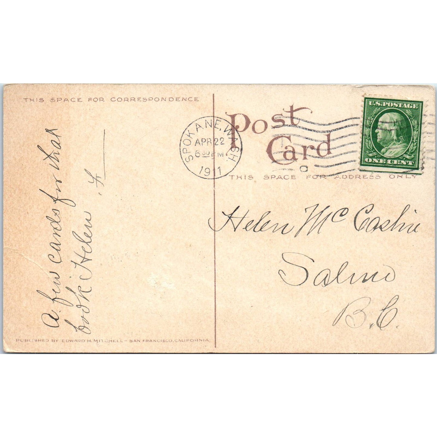 Antique Postcard Lower Falls By Moonlight Spokane Washington TD9-W2