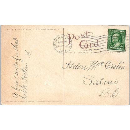 Antique Postcard Lower Falls By Moonlight Spokane Washington TD9-W2