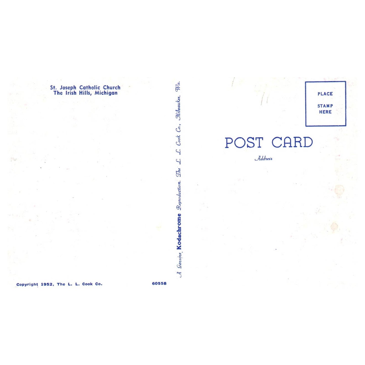 Vintage Postcard -St. Joseph Catholic Church Irish Hill Michigan AD9