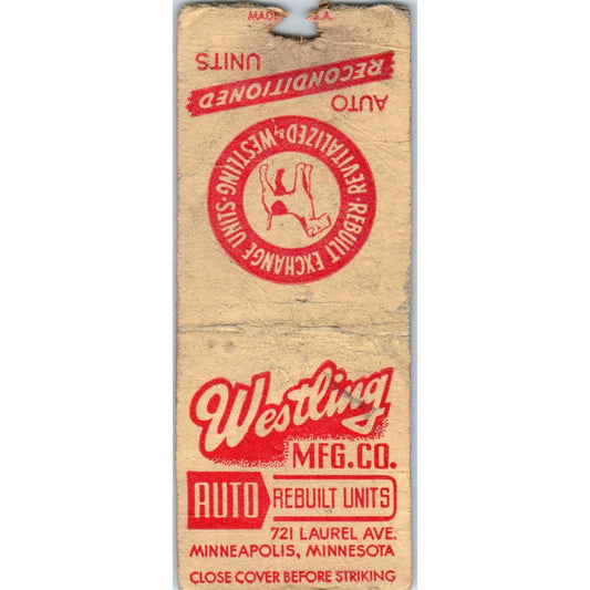 Westling Mfg Co Auto Units Minneapolis MN Advertising Matchbook Cover SA9-M3