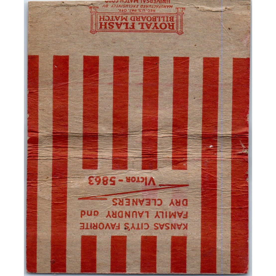 Ford Ideal Launderers Kansas City MO Wide Advertising Matchbook Cover SA6-M7